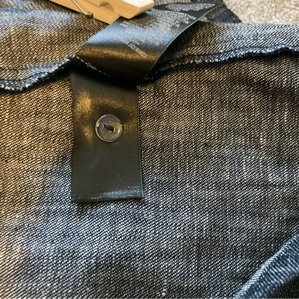 Marks & Spencer Black Denim Midi Skirt | Gathered Waist | Cotton & Linen Blend - Picture 5 of 10